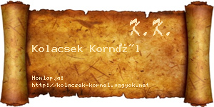 Kolacsek Kornél névjegykártya